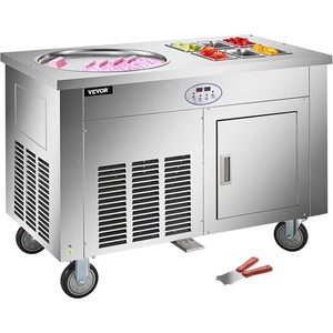 image:imageVEVOR Commercial Rolled Ice Cream Machine 1350W StirFried Yogurt Cream Maker Ice Cream Roll Machine w 197Inch Square Pan 2 Defrost Methods Button amp Pedal Perfect for Bars Cafes Dessert ShopsSquare Pan
