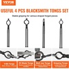 image:imageVEVOR Blacksmith Tongs 4 PCS VBit Bolt Wolf Jaw Z VBit amp Gripping  A3 Carbon Steel 18 for Blacksmiths amp BladesmithsBlack