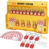 image:imageVEVOR Electrical Lockout Tagout Kit 59 PCS Safety Lockout Tagout Station with Padlocks Hasps Tags Ties Plug Lockout Circuit Breaker Lockouts Valve Lockouts Cable Lockout Lockout Bag Box60pcs Set