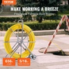 image:imageVEVOR Fiberglass Fish Tape 656 FT x 14 inch Fish Tape Duct Rodder Puller with Durable Steel Stand NonConductive Fishtape Wire Cable Running Rod for Walls Floor and Electrical Conduit516inch 656FT