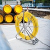 image:imageVEVOR Fiberglass Fish Tape 656 FT x 14 inch Fish Tape Duct Rodder Puller with Durable Steel Stand NonConductive Fishtape Wire Cable Running Rod for Walls Floor and Electrical Conduit516inch 656FT