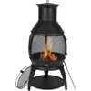 image:imageVEVOR Chiminea 22 Inch Outdoor Wood Burning Firepit Iron Spherical Fireplace for BBQ amp Warming Wooden Fire Pit with Grill Mesh Chimney Coat amp Rustproof Chiminea Lid for Patio Garden Backyard