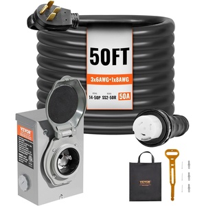 image:imageVEVOR 50 Amp Generator Cord and Power Inlet Box Kit 25FT Generator Extension Cord NEMA 1450PSS250R STW 6381 AWG with Twist Lock Connector PreDrilled Inlet Box ETL Listed  for Generator to House NEMA 1450PSS250R STW 6381 AWG Extension Cord with Twist Lock Connector PreDrilled Box ETL50 FT
