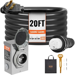 image:imageVEVOR 50 Amp Generator Cord and Power Inlet Box Kit 25FT Generator Extension Cord NEMA 1450PSS250R STW 6381 AWG with Twist Lock Connector PreDrilled Inlet Box ETL Listed  for Generator to House NEMA 1450PSS250R STW 6381 AWG Extension Cord with Twist Lock Connector PreDrilled Box ETL20 FT