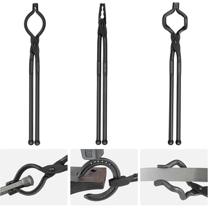 image:imageVEVOR Blacksmith Tongs 4 PCS VBit Bolt Wolf Jaw Z VBit amp Gripping  A3 Carbon Steel 18 for Blacksmiths amp BladesmithsBlack