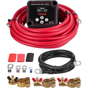 image:imageVEVOR Dual Battery Isolator Kit 12V 140 Amp 20 ft 6AWG Manual and Automatic VSR Voltage Sensitive Relay with Voltmeter LCD Screen Smart Battery Isolator Compatible with Lithium Batteries for UTV140 AMP Kit for Lithium
