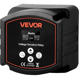 image:imageVEVOR Dual Battery Isolator Kit 12V 140 Amp 20 ft 6AWG Manual and Automatic VSR Voltage Sensitive Relay with Voltmeter LCD Screen Smart Battery Isolator Compatible with Lithium Batteries for UTV300 AMP Isolator for Lithium