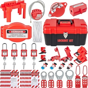 image:imageVEVOR Electrical Lockout Tagout Kit 59 PCS Safety Lockout Tagout Station with Padlocks Hasps Tags Ties Plug Lockout Circuit Breaker Lockouts Valve Lockouts Cable Lockout Lockout Bag Box42pcs Set