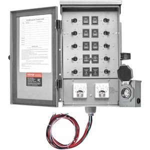 image:imageVEVOR Manual Transfer 30Amp 10Circuit Prewired Generator Transfer Kit with NEMA L1430P Power Inlet Box DoubleThrow NEMA 3R Mechanical Watt Meter for 7500W Generators50 Amp  10 Circuit