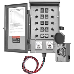 image:imageVEVOR Manual Transfer 30Amp 10Circuit Prewired Generator Transfer Kit with NEMA L1430P Power Inlet Box DoubleThrow NEMA 3R Mechanical Watt Meter for 7500W Generators30 Amp  10 Circuit