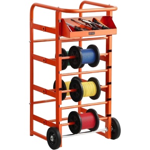 image:imageVEVOR Wire Spool Rack 4 Adjustable Rods ColdRolled Steel Wire Spool Holder Wall Mounted for MultiSpools Wiring Storage 150 lbs Capacity Cable Dispenser for Electrical Industrial Retail UseWire Storage Cart
