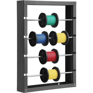 image:imageVEVOR Wire Spool Rack 4 Adjustable Rods ColdRolled Steel Wire Spool Holder Wall Mounted for MultiSpools Wiring Storage 150 lbs Capacity Cable Dispenser for Electrical Industrial Retail UseWire Spool Rack