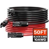 image:imageVEVOR 100FT Solar Panel Extension Cable 10 AWG Solar Panel Wire with Flame Retardant Protective Sleeving Female and Male Connectors IP67 Waterproof PV Wire for Outdoor Automotive RV Black amp RedStandard Black  Red
