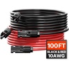 image:imageVEVOR 100FT Solar Panel Extension Cable 10 AWG Solar Panel Wire with Flame Retardant Protective Sleeving Female and Male Connectors IP67 Waterproof PV Wire for Outdoor Automotive RV Black amp RedStandard Black  Red