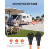 image:imageVEVOR 30 Amp 100 Feet RV Extension Cord 125V 2500W Heavy Duty 103 Gauge STW RV Power Cord NEMA TT30P to NEMA TT30R with Power Indicator Cord Organizer 15A Adapter for Camper Travel Trailer
