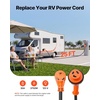 image:imageVEVOR 30 Amp 25 Feet RV Power Cord 125V 3750W Heavy Duty 103 Gauge STW Generator Cord NEMA TT30P to NEMA L530R with Twist Lock Indicator Light Grip Handle 15A Adapter for RV Trailer Black