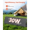 image:imageVEVOR 30W Foldable Solar Panel Charger 16BB NType Monocrystalline Solar Panel 24 Efficiency UltraLight Portable with USBA USBA QC30 amp TypeC Ports for Camping Backpacking Phones Tablets30W
