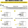 image:imageVEVOR Drawer Slides 24inch 1 Pair Locking Drawer Slides 250lbs Load Capacity Side Mount Ball Bearing 3Fold Full ExtensionOld