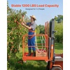 image:imageVEVOR Forklift Man Basket 362 x 411 Inch Forklift Safety Cage with 4 Wheels 1200 lbs Capacity Heavy Duty Work Platform Collapsible Lift Basket Safety Harness for Aerial Work Lifting Loader