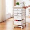 image:imageVEVOR Rolling Cart with Drawers 4 Drawer Storage Organizer Mobile Utility Cart with Steel Frame Universal Casters amp 2 Brakes for Office Classroom Craft Tools Garage Cleaning Supplies Rose Red157 L x 130 W x 250 H
