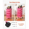 image:imageVEVOR Rolling Cart with Drawers 4 Drawer Storage Organizer Mobile Utility Cart with Steel Frame Universal Casters amp 2 Brakes for Office Classroom Craft Tools Garage Cleaning Supplies Rose Red154 L x 130 W x 320 H