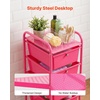 image:imageVEVOR Rolling Cart with Drawers 4 Drawer Storage Organizer Mobile Utility Cart with Steel Frame Universal Casters amp 2 Brakes for Office Classroom Craft Tools Garage Cleaning Supplies Rose Red154 L x 130 W x 320 H