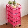 image:imageVEVOR Rolling Cart with Drawers 4 Drawer Storage Organizer Mobile Utility Cart with Steel Frame Universal Casters amp 2 Brakes for Office Classroom Craft Tools Garage Cleaning Supplies Rose Red154 L x 130 W x 320 H