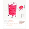 image:imageVEVOR Rolling Cart with Drawers 4 Drawer Storage Organizer Mobile Utility Cart with Steel Frame Universal Casters amp 2 Brakes for Office Classroom Craft Tools Garage Cleaning Supplies Rose Red154 L x 130 W x 320 H