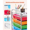 image:imageVEVOR Rolling Cart with Drawers 4 Drawer Storage Organizer Mobile Utility Cart with Steel Frame Universal Casters amp 2 Brakes for Office Classroom Craft Tools Garage Cleaning Supplies Rose Red156 L x 132 W x 390 H