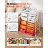image:imageVEVOR Rolling Cart with Drawers Double Row 15 Drawer Storage Organizer Mobile Utility Cart Steel Frame Universal Casters amp 2 Brakes for Office Classroom Craft Room Studio Garage Gradient Red