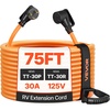 image:imageVEVOR 30 Amp 75 Feet RV Extension Cord 125V 2500W Heavy Duty 103 Gauge STW RV Power Cord NEMA TT30P to NEMA TT30R with Power Indicator Cord Organizer 15A Adapter for Camper Travel Trailer
