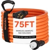 image:imageVEVOR 50 Amp Generator Cord 50 Feet 125250V RV Power Cord NEMA 1450P to SS250R with Twist Lock Grip Handle Heavy Duty 6AWG3  8AWG1 Generator Cable for RV Camper Generator to House Orange75 ft
