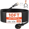 image:imageVEVOR 50 FT 30 Amp Dryer Extension Cord 3Prong NEMA 1030P to 1030R 10AWG STW Pure Copper 125250V 7500W Heavy Duty Power Cable for EV Charging Laundry Room Home Garage ETL ListedBlack