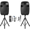 image:imageVEVOR Portable PA System with Microphone 300W Powered Sound System with 8 Channel Mixer Dual 8 Speakers Wireless Bluetooth Compact Stands USB SD XLR RCA Inputs for DJs Events Indoor ampOutdoor2000W