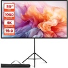 image:imageVEVOR Projector Screen with Stand 60 Inch 160 Wide Angle Indoor Outdoor Projection Screen 169 4K HD Wrinkleless Portable Tripod Screens with Carry Bag for Movie Home Theater Office PresentationTS80H