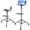 image:imageVEVOR Projector Stand Laptop Stand Tripod Adjustable Height 2697 to 63 in Portable Projector Tripod with Tray amp Gooseneck Phone Holder for Outdoor Movies Home Office Stage or StudioTripod with Wheels