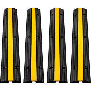 image:imageHappybuy 4 Pack of 1Channel Rubber Cable Protector Ramps Heavy Duty 18000Lbs Load Capacity Cable Wire Cord Cover Ramp Speed Bump Driveway Hose Cable Ramp Protective Cover  Protective Wire Cord Cover Heavy Duty Driveway Rubber Traffic Speed Bump Hump with FlipOpen Top Cover Black and YellowProtective Cover