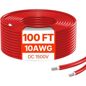 image:imageVEVOR 100FT Solar Panel Wire 10AWG Tinned Copper PV Cable 6mm IP67 Waterproof XLPE Insulation Outdoor Extension Cord for RV Boat Home Solar Black100FT 1 Red