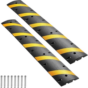 image:imageVEVOR 40 in Rubber Speed Bump 2 Pack 2 Channel Heavy Duty Traffic Speed Hump 22000 lbsAxle Load Capacity Cable Protector Ramp with Expansion Screws for Asphalt Concrete Gravel Driveway and Road2 Pack6FT
