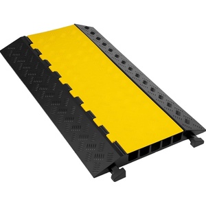 image:imageVEVOR 5 Channel Rubber Cable Protector Ramp Heavy Duty Wire Cord Cover  18000Lbs Load Capacity for Driveway Modular Interlocking Connection Cable Traffic Speed Bump with FlipOpen Top Cover5 Channel