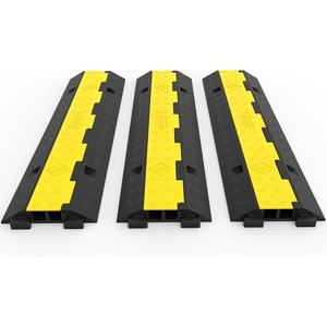 image:imageVEVOR 5 Channel Rubber Cable Protector Ramp Heavy Duty Wire Cord Cover  18000Lbs Load Capacity for Driveway Modular Interlocking Connection Cable Traffic Speed Bump with FlipOpen Top Cover2 Channel