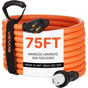 image:imageVEVOR 50 Amp Generator Cord 50 Feet 125250V RV Power Cord NEMA 1450P to SS250R with Twist Lock Grip Handle Heavy Duty 6AWG3  8AWG1 Generator Cable for RV Camper Generator to House Orange75 ft