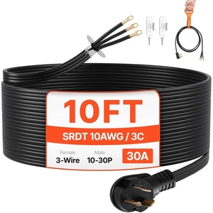 image:imageVEVOR 50 FT 30 Amp Dryer Extension Cord 3Prong NEMA 1030P to 1030R 10AWG STW Pure Copper 125250V 7500W Heavy Duty Power Cable for EV Charging Laundry Room Home Garage ETL ListedBlack