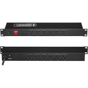 image:imageVEVOR 8 Outlet Horizontal 1U Rack Mount PDU Power Strip for Network Server Racks Surge Protection amp Overload Protection 110125V15A with 6ft 14AWG Power Cord12 OutletIntegrated Switches