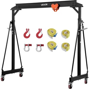 image:imageVEVOR Adjustable Gantry Crane 2200 lbs Capacity Portable Shop Lift Hoist with 957 to 1429 Height Adjustable Locking Wheels Steel Construction for Factory Warehouse Auto Repair Frame Only5000 lbs With Hoist