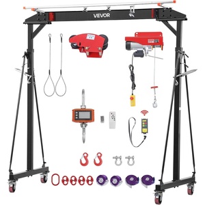 image:imageVEVOR Adjustable Gantry Crane 2200 lbs Capacity Portable Shop Lift Hoist with 9571429 in Height Adjustable Manual Trolley Electrical Hoist Sling Shackles for Factory Warehouse Auto Repair