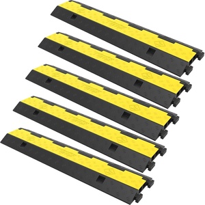 image:imageVEVOR Cable Protector Ramp 5 Packs 2 Channels Speed Bump Rubber Modular Humps Rated 11000 LBS Load Capacity Protective Wire Cord Ramp Driveway Rubber Traffic Speed Bumps Cable Protector  Traffic Speed Bump Modular Interlocking Connection Protective Wire Cord Rubber Ramp Driveway with PVC FlipOpen Top Cover