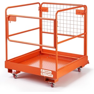 image:imageVEVOR Forklift Man Basket 366 x 366 in Forklift Safety Cage  with 4 Wheels For Aerial Work Lifting Loader and Warehouses 1200 lbs Capacity Work Platform with Mesh Panel and Drain Hole