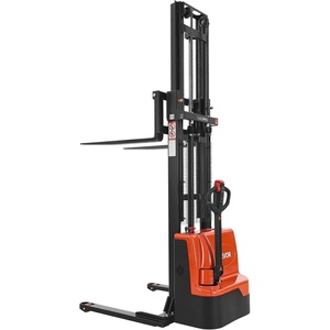 image:imageVEVOR Full Electric Pallet Stacker 3300 lbs Load Capacity 130 Max Lifting Height Pallet Lift Stacker Forklift with Straddle Legs amp Forks 866311 Inches Adjustable Fork Width Orange amp Black  for Warehouses and Loading Areas with 866311 in Adjustable Fork Width and Orange and Black Finish for Pallet Handling
