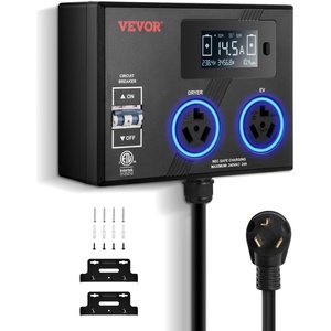 image:imageVEVOR NEMA Splitter for Dryer and EV 3Color LED Indicator 240V Smart Power Distribution with NEMA 1450 Plug Two NEMA 1450 Outlets 34 in LCD Screen Max 40A Dryer EV Tested to ETL StandardNEMA 1030P to 1030R2